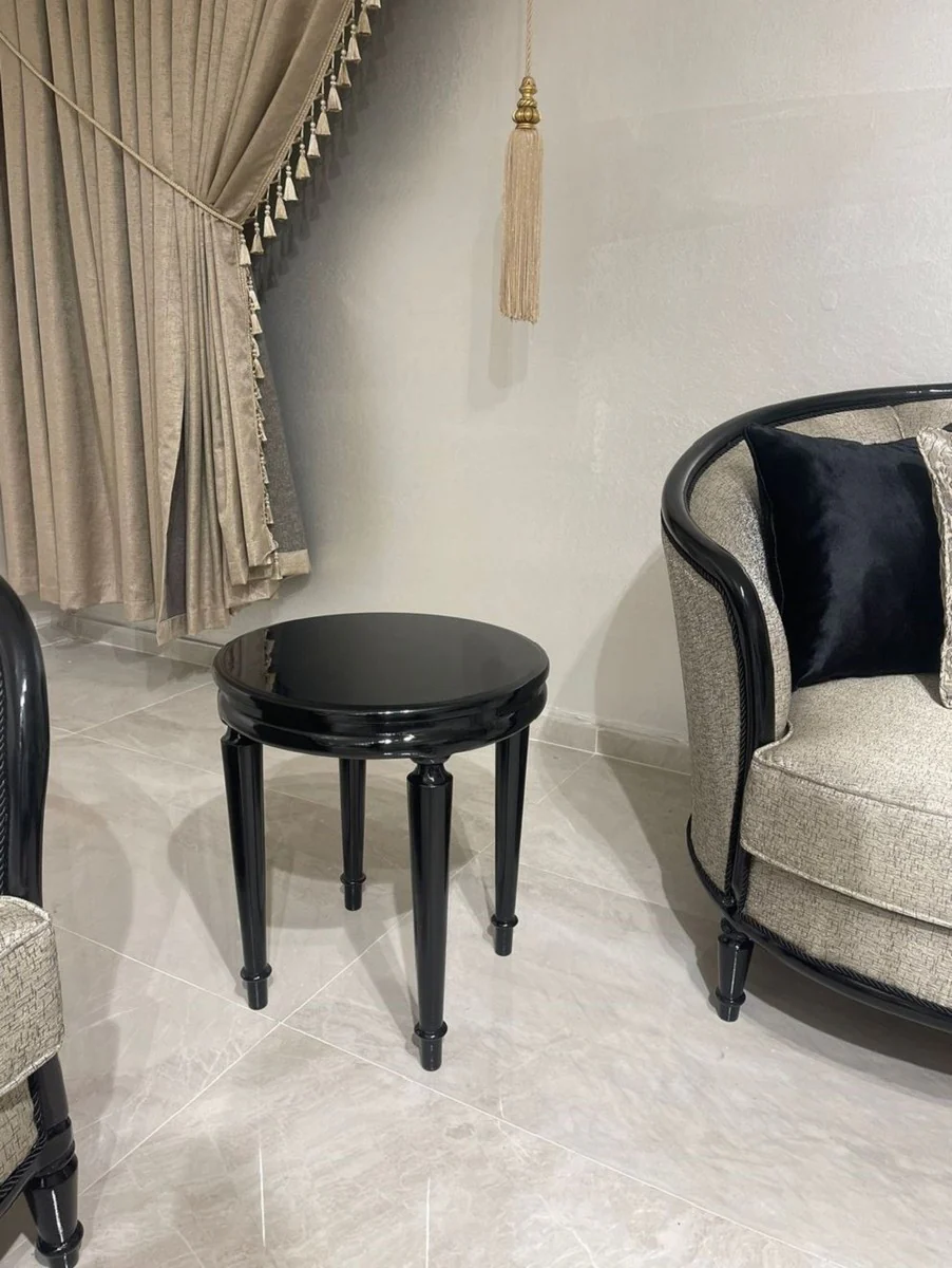 Luxury baroque side table black - round solid wood table in baroque style - luxury living room furniture in baroque style - baroque furniture - noble and magnificent