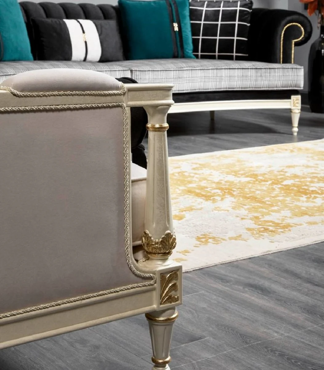 Luxury Baroque Sofa Black / Gray / White / Gold 290 cm - Baroque Living Room Furniture