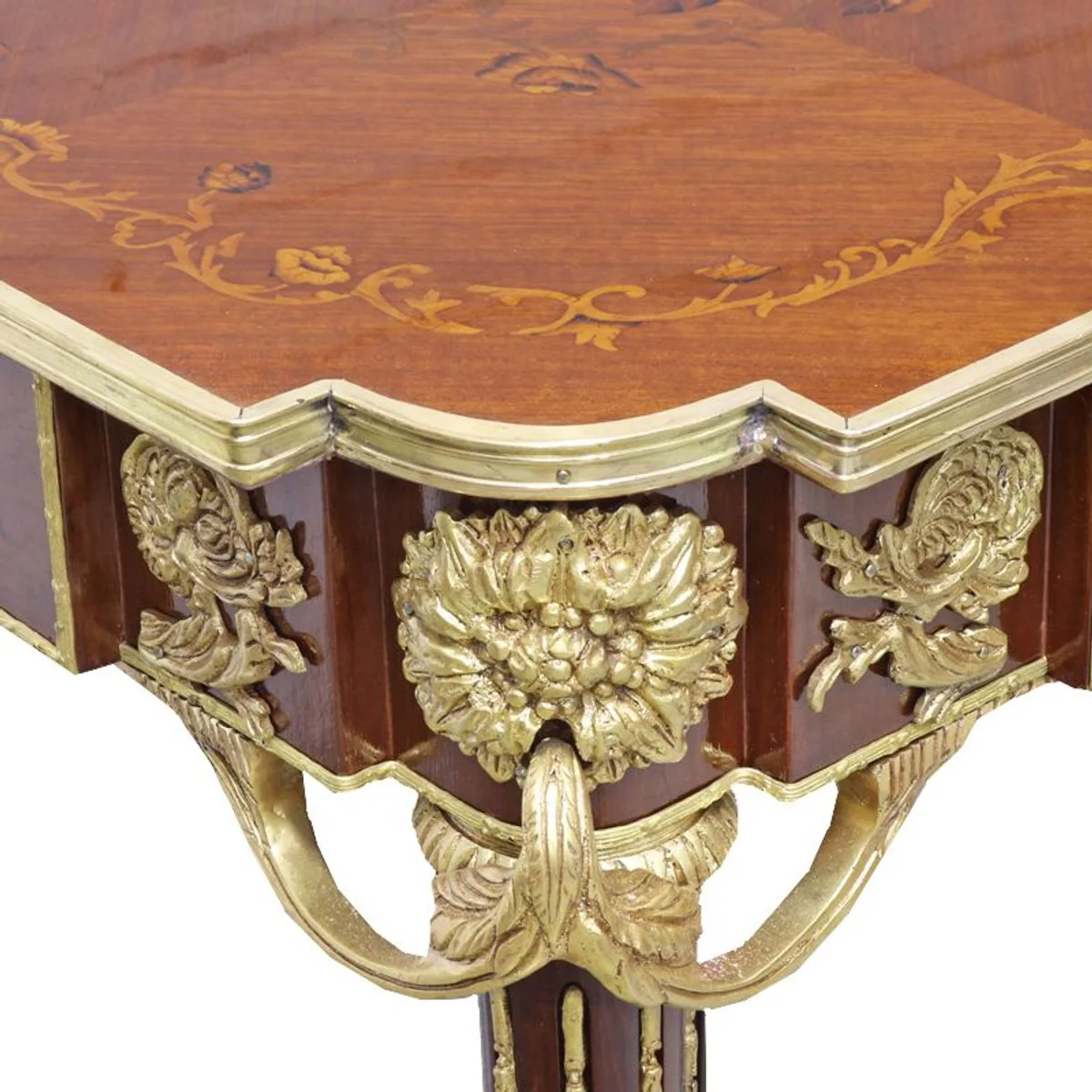 Baroque side table mahogany inlay / gold H75 x 50 cm - Louis XVI antique style table - furniture