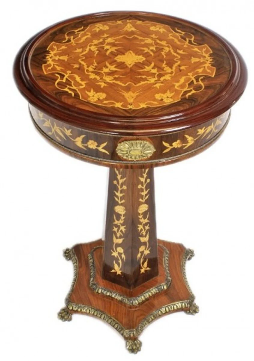 Baroque side table mahogany inlay H110 x 55cm - Louis XVI antique style table - furniture