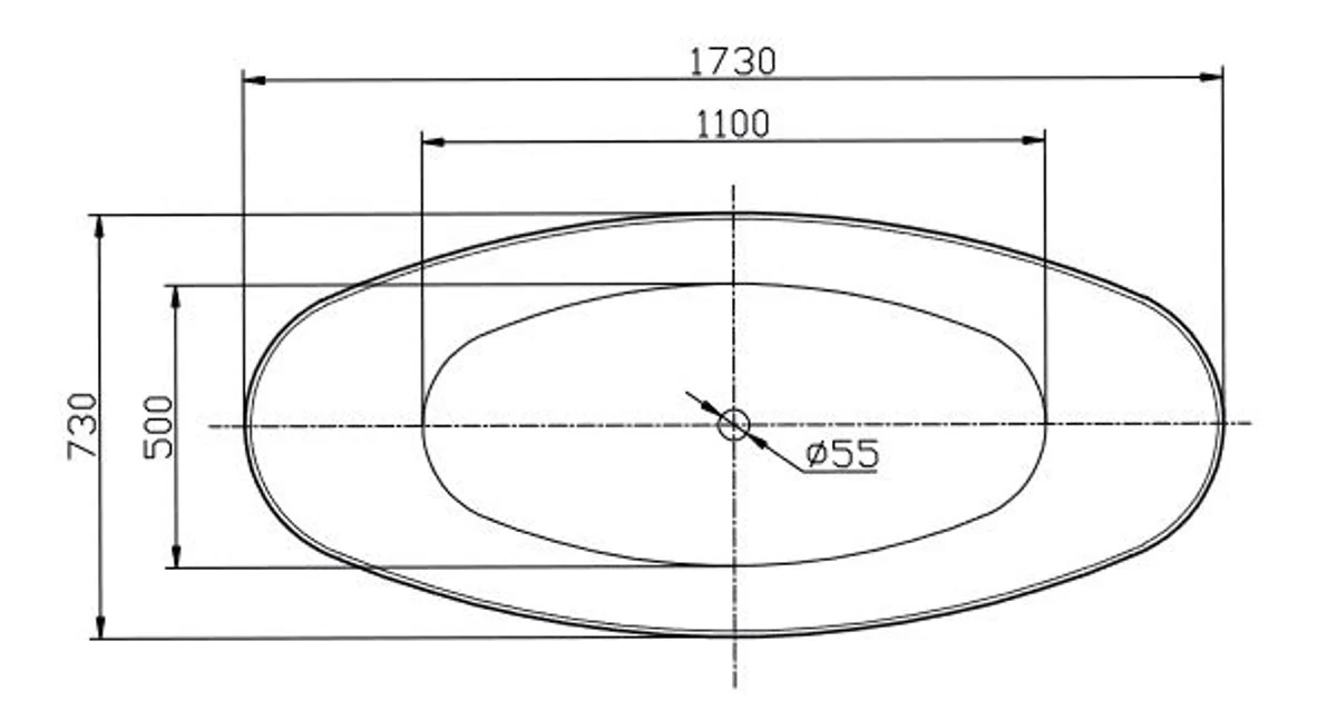 Freestanding luxury acrylic bathtub black / white 173 x 73 x H. 75 cm - Luxury bathroom accessories - Luxury collection
