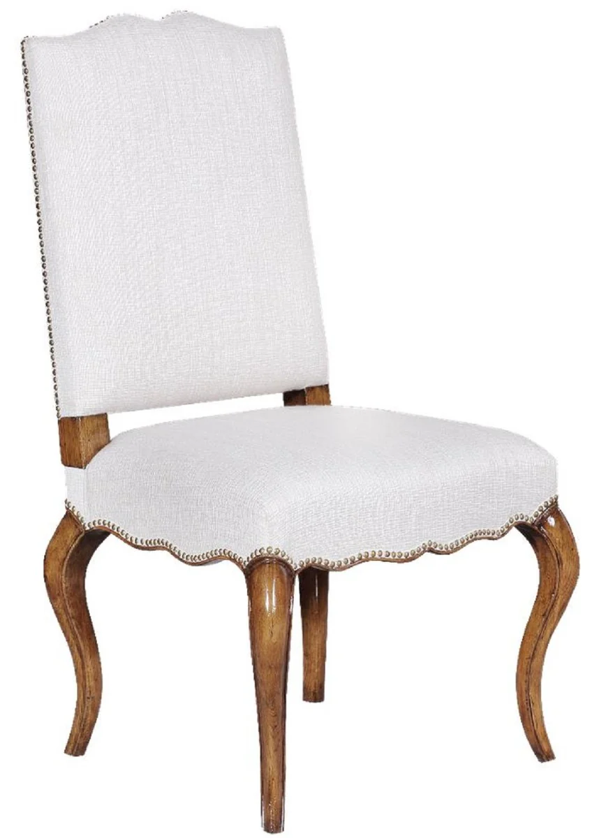 Luxury Baroque dining room chair white / brown 57 x 59 x H. 109 cm - Baroque oak wood chair - Baroque kitchen chair - Baroque dining room furniture