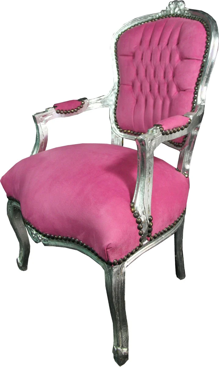 Baroque Salon Chair Pink / Silver - Baroque Antique Style Furniture