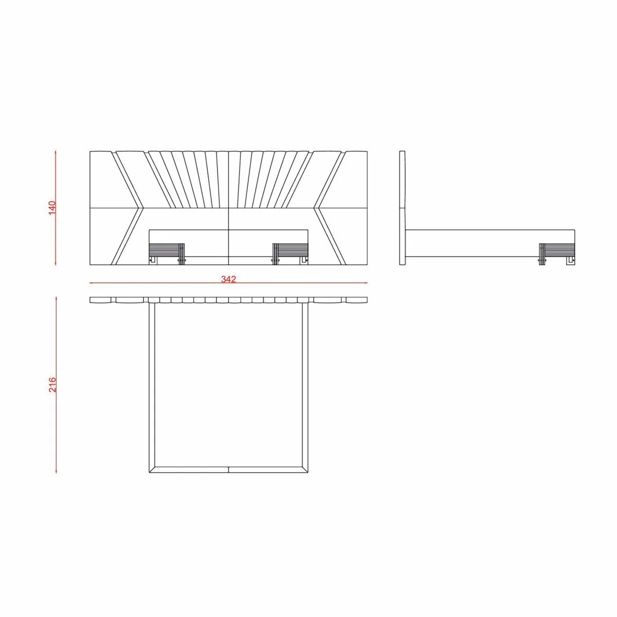 Luxury Double Bed Black / Silver - Hotel & Bedroom Furniture