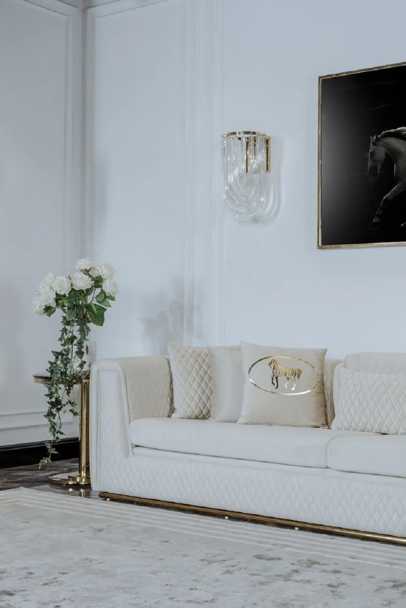 Luxury living room & hotel sofa cream / gold 260 cm