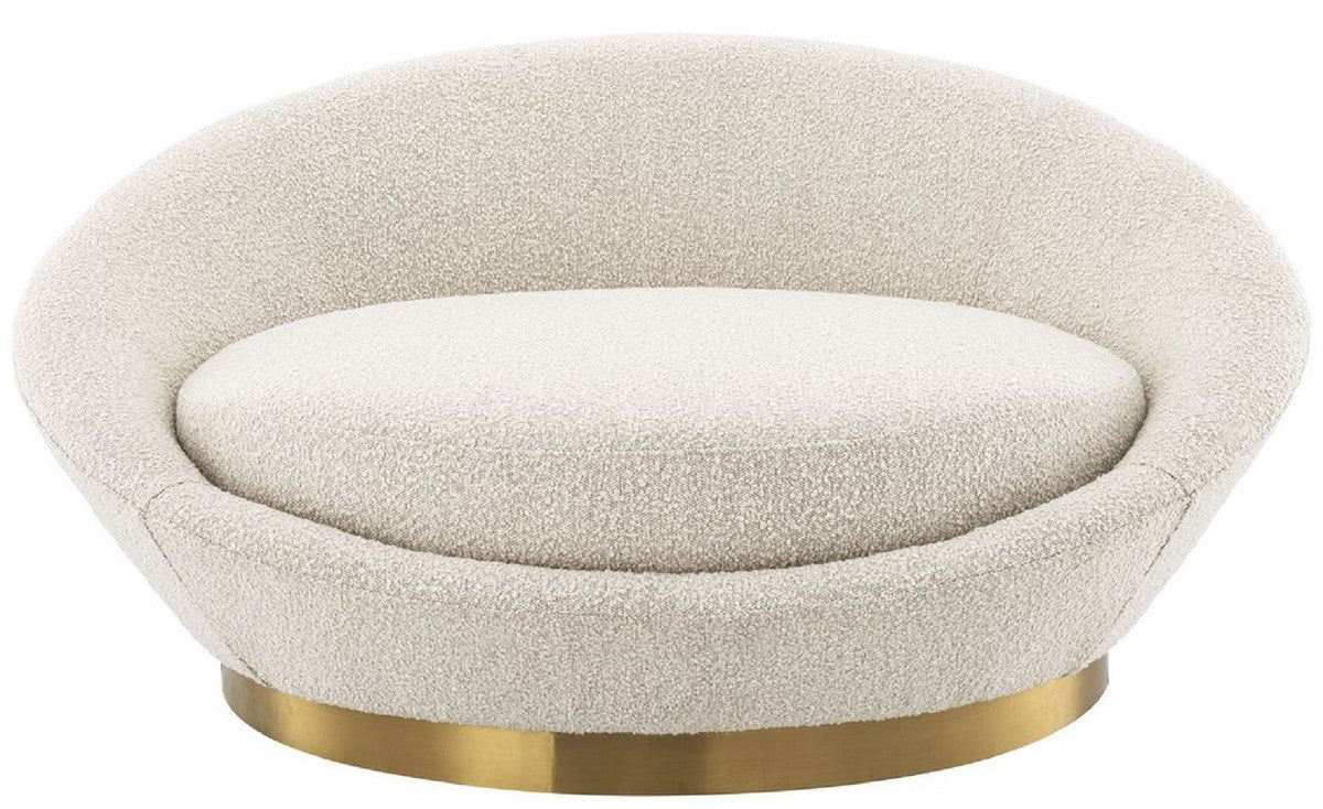 Luxury sofa cream color / brass Ø 147 x H. 74 cm - Round living room sofa - Round sofa - Living room furniture