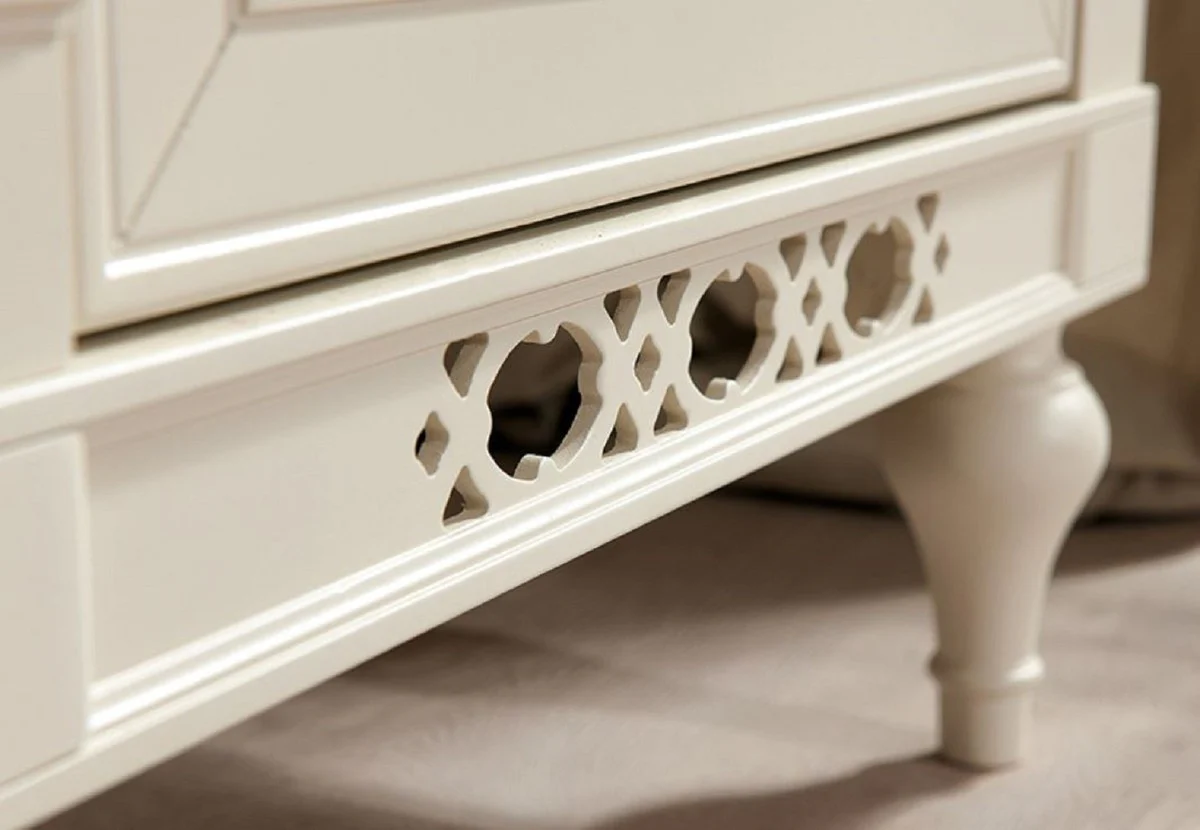 Luxury Art Nouveau bedroom cupboard cream color 238 x 64.7 x H. 210.6 cm - solid wood wardrobe with 4 doors and 2 drawers - Baroque & Art Nouveau bedroom furniture