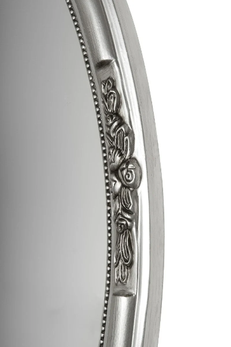 Baroque wall mirror oval silver height 77 cm, width 57 cm - noble & magnificent - vintage look - handmade