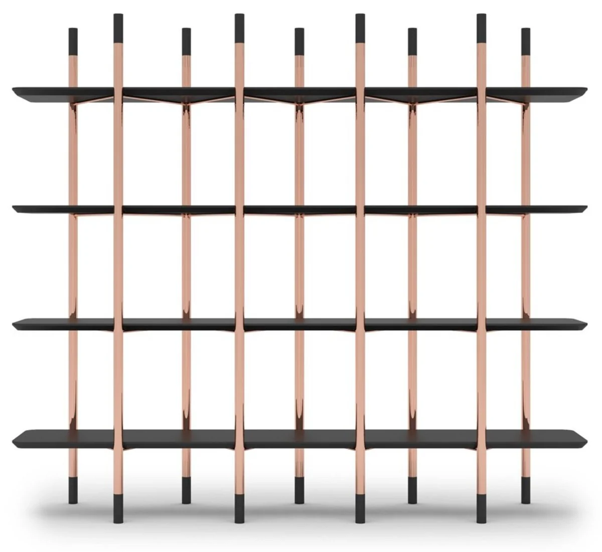 Luxury shelf cabinet matt black / copper 300 x 46 x H. 210 cm - bookcase - living room cabinet - office cabinet - living room furniture - office furniture - luxury furniture