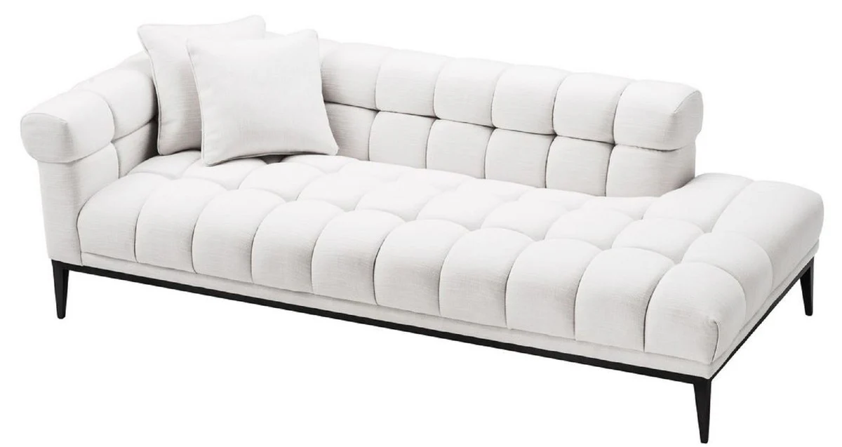 Luxury lounge sofa white / black 223 x 98 x H. 69 cm - left-sided living room sofa with 2 cushions - luxury quality
