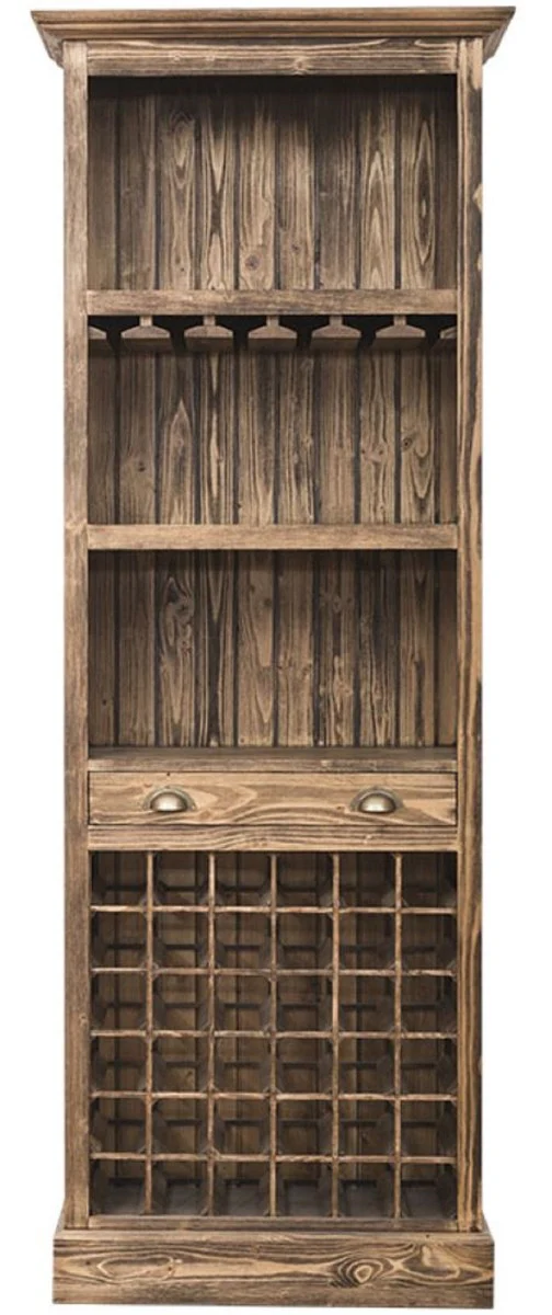 Country house style wine cabinet brown 78 x 41 x H. 210 cm - solid wood bar cabinet - bar furniture in country house style
