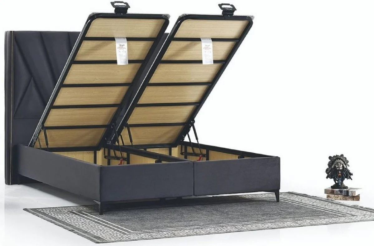 Luxury double bed anthracite / black - Modern solid wood bed - Modern bedroom & hotel furniture - Luxury collection