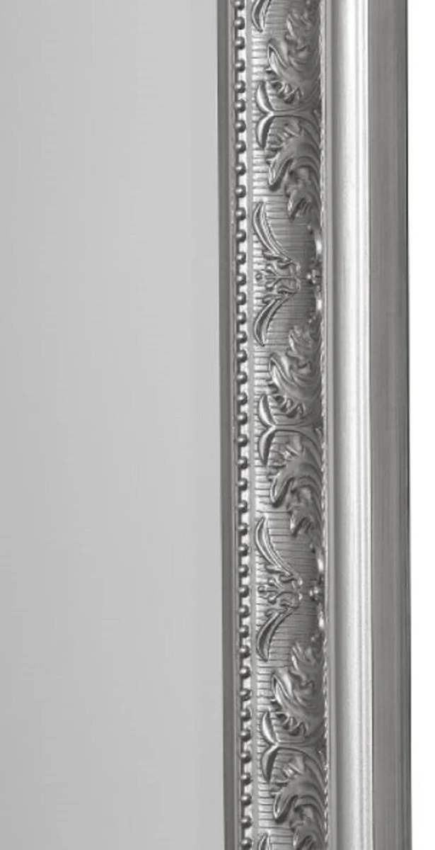 Baroque mirror silver 52 x H. 62 cm - Handcrafted baroque wall mirror with facet cut and beautiful decorations