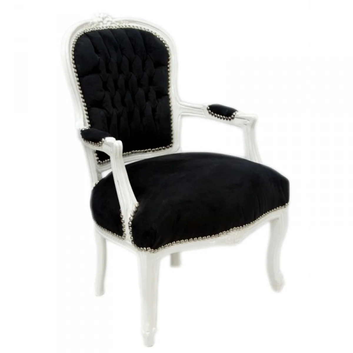Baroque salon chair black / white