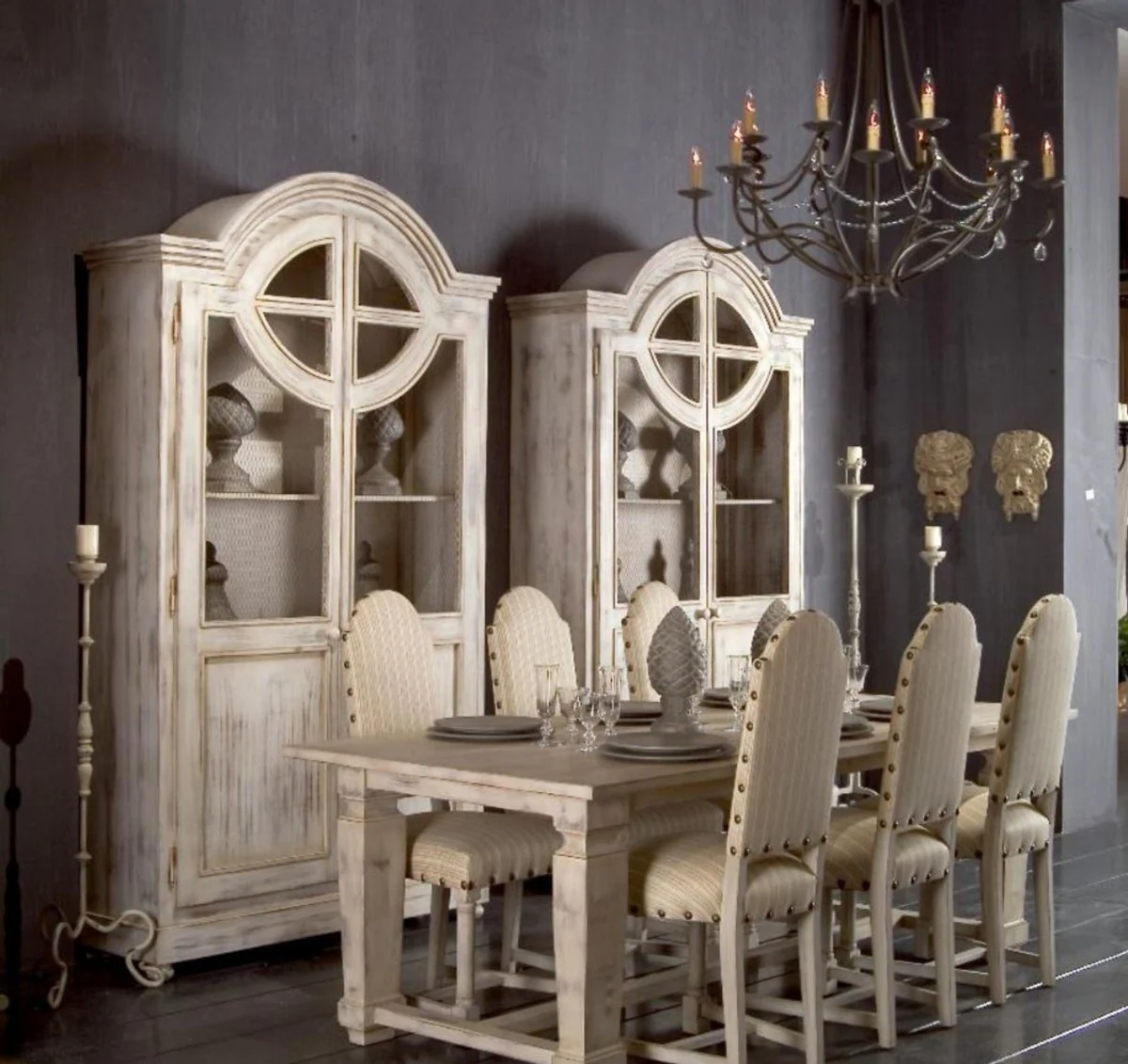 Luxury country house style cabinet antique white - handmade solid wood shelf cabinet with 2 doors - country house style solid wood furniture - luxury quality