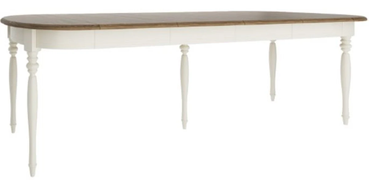 Luxury Art Nouveau dining table brown / cream 90-290 x 113 x H. 77.5 cm - Extendable solid wood dining room table - Baroque & Art Nouveau dining room furniture