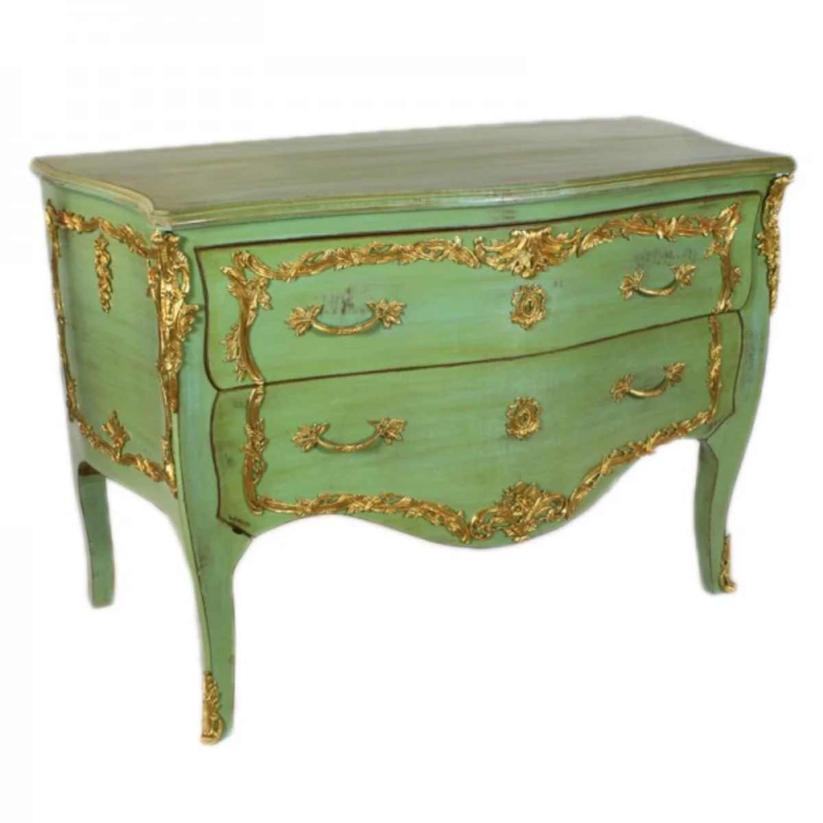 Baroque chest of drawers antique style green 130 cm - handmade from solid wood
