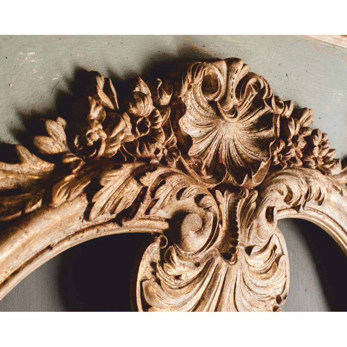 Luxury Baroque Mirror Green / Gray / Antique Gold H. 158 cm - Made in Italy