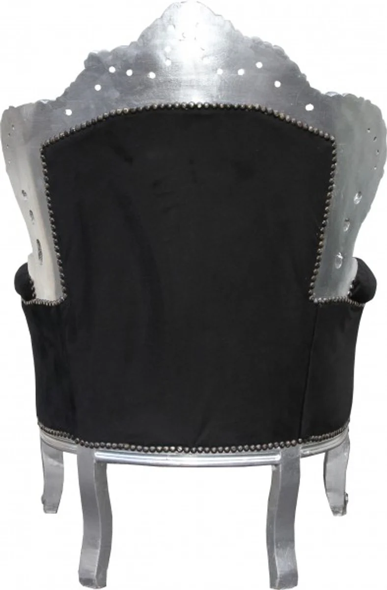 Baroque armchair King black / silver glitter stones - Baroque living room furniture
