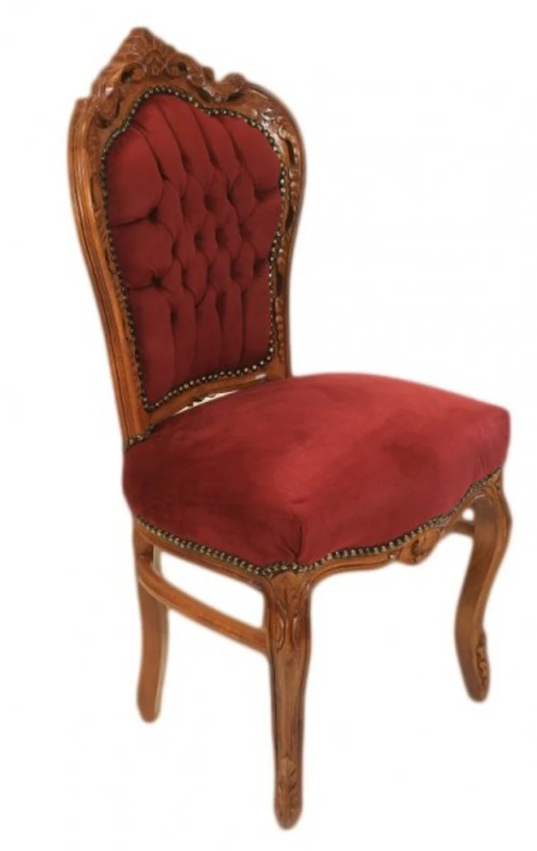 Baroque Dining Room Chair Bordeaux / Brown - Antique Furniture