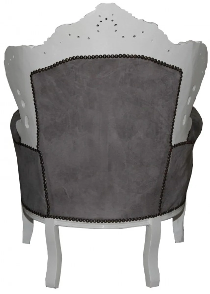 Baroque armchair King gray / white 85 x 85 x H. 120 cm - antique style