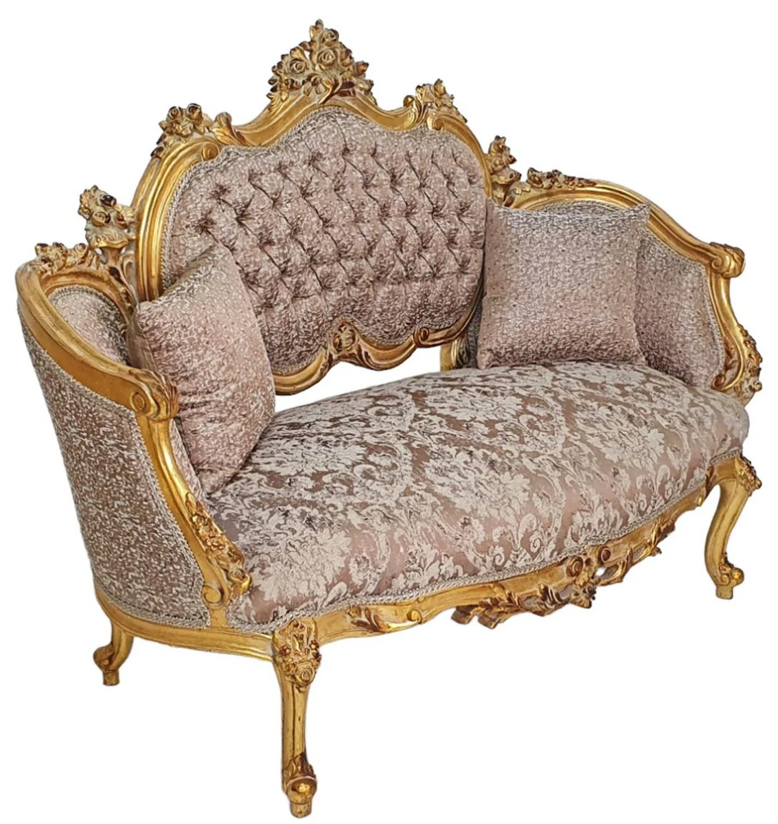 Baroque sofa brown / antique gold - magnificent living room sofa in baroque style - living room furniture in baroque style - baroque furniture - baroque furnishings