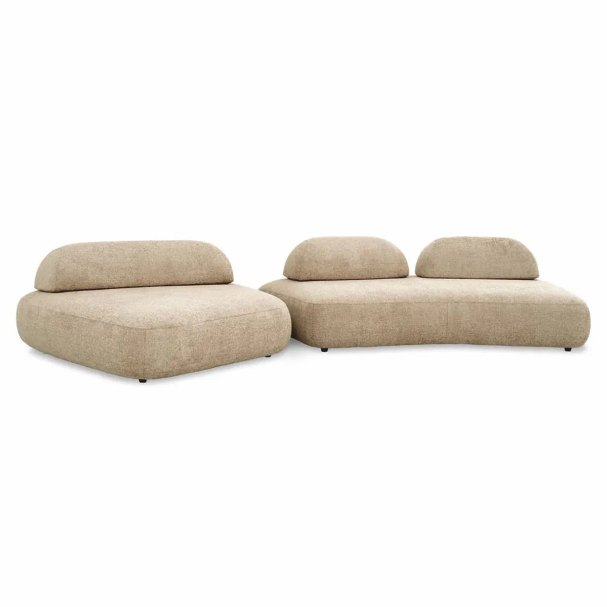 Luxury Sofa Sand Color / Black - Modular 2-Piece Living Room Sofa