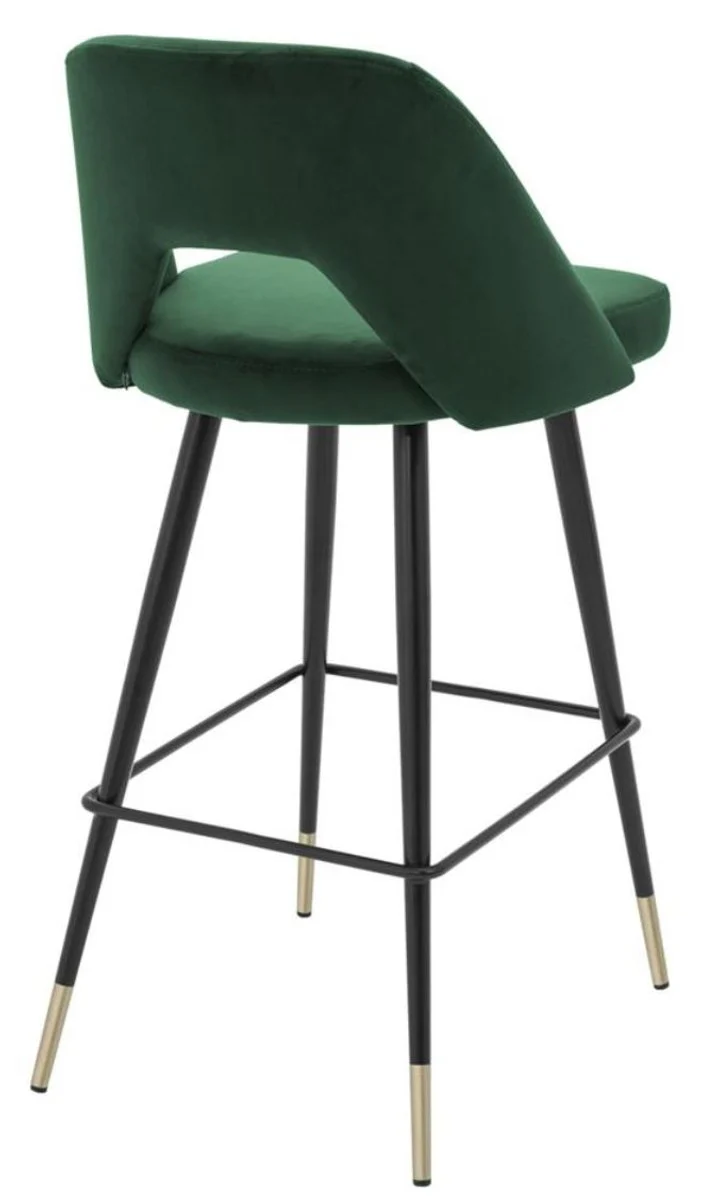 Luxury bar chair green / black 50 x 50 x H. 100 cm - luxury bar stool with backrest