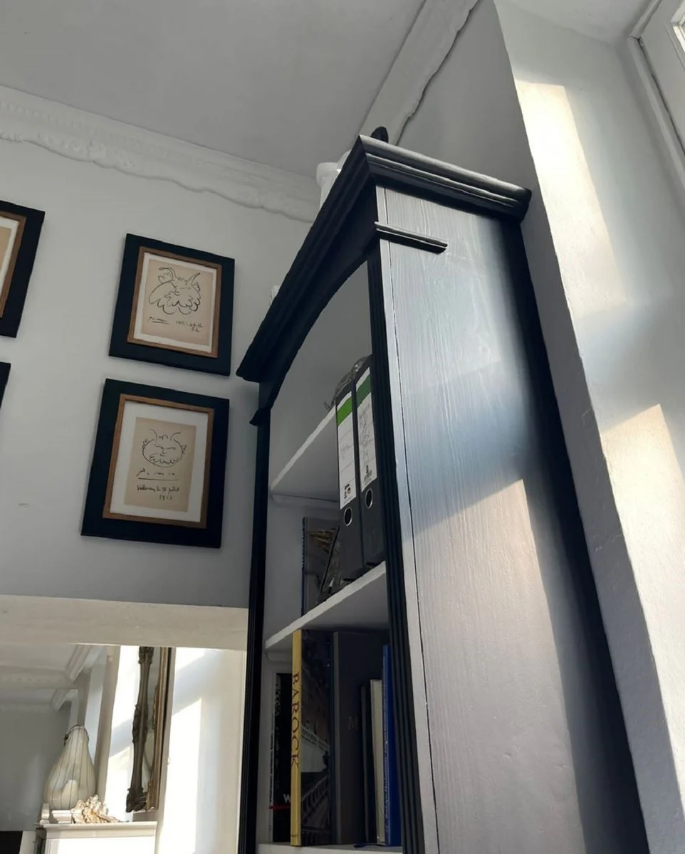 Country house style bookcase black / white H. 280 cm - country house style furniture