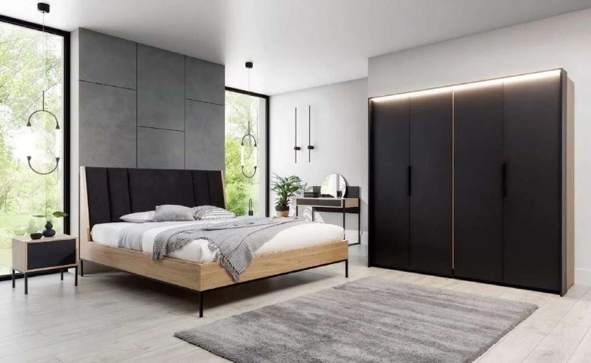 Luxury bedroom wardrobe black / natural colors - solid wood wardrobe with 2 doors - bedroom furniture - hotel furniture - luxury furniture - luxury furnishings