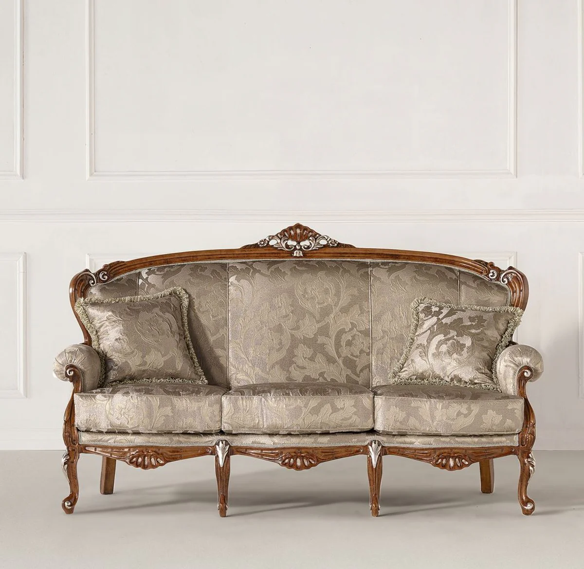 Luxury Baroque Sofa Silver / Gold / Brown / Silver - Magnificent Baroque Style Living Room Sofa - Luxury Living Room Furniture in Baroque Style - Baroque Furniture - Luxury Quality - Made in Italy