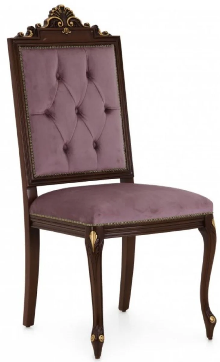 Luxury Baroque Dining Room Chair Set Purple / Dark Brown / Gold - Handmade Kitchen Chairs Set of 6 - Baroque Dining Room Furniture - Luxury Quality - Made in Italy