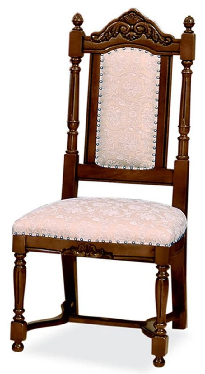 Luxury Baroque Dining Room Chair Set of 8 Pink / White / Dark Brown - Baroque Style Kitchen Chairs - Magnificent Luxury Dining Room Furniture in Baroque Style - Noble & Magnificent