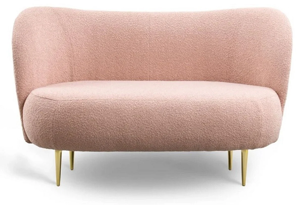 Luxury living room set pink / gold - 2 luxury sofas with curved backrest & 2 luxury armchairs with curved backrest - living room furniture - luxury furniture - luxury furnishings