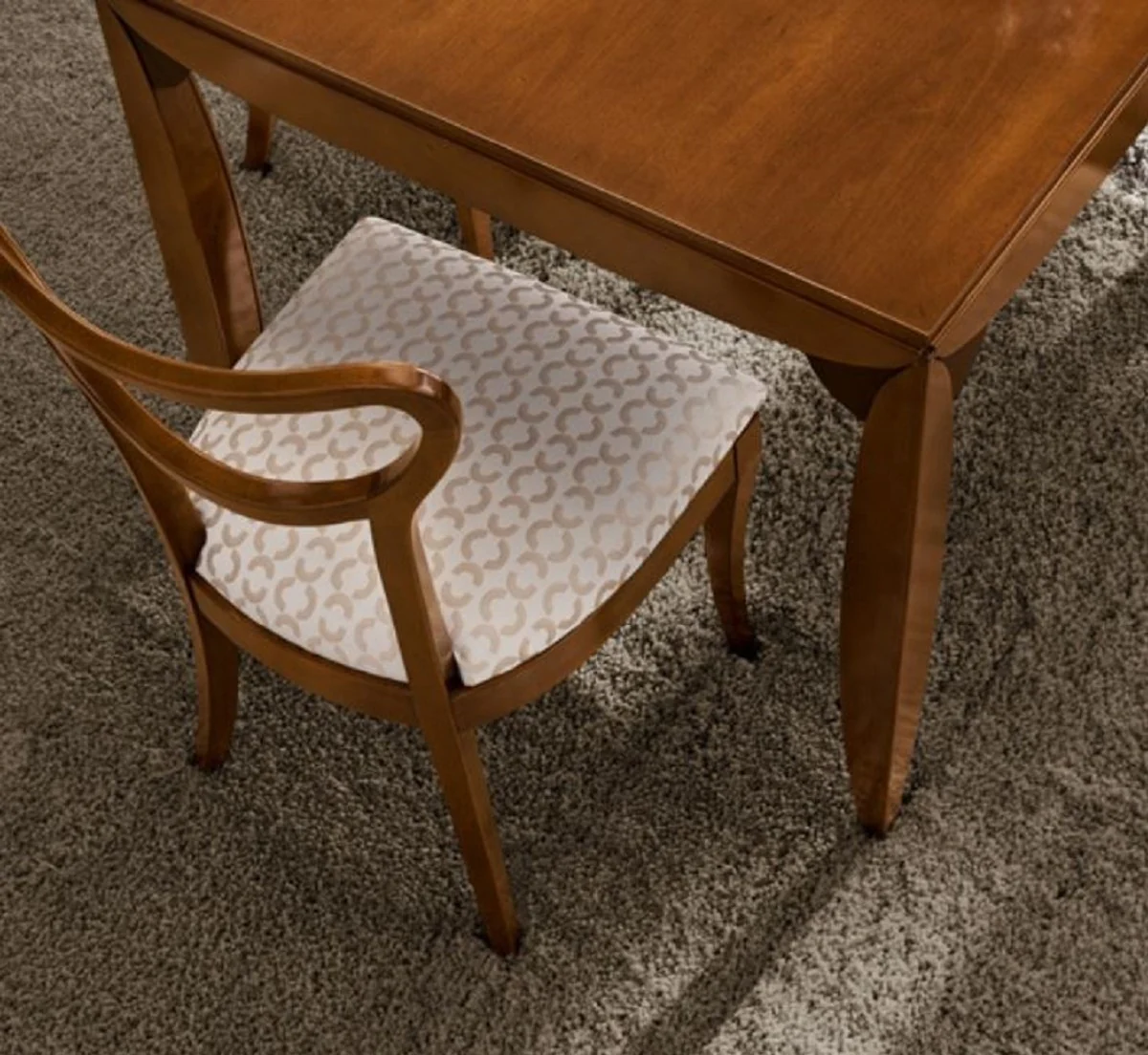 Luxury Biedermeier Dining Room Chair Set Cream / Gold / Brown - Handmade Kitchen Chairs Set of 6 - Biedermeier Dining Room Furniture - Luxury Quality - Made in Italy