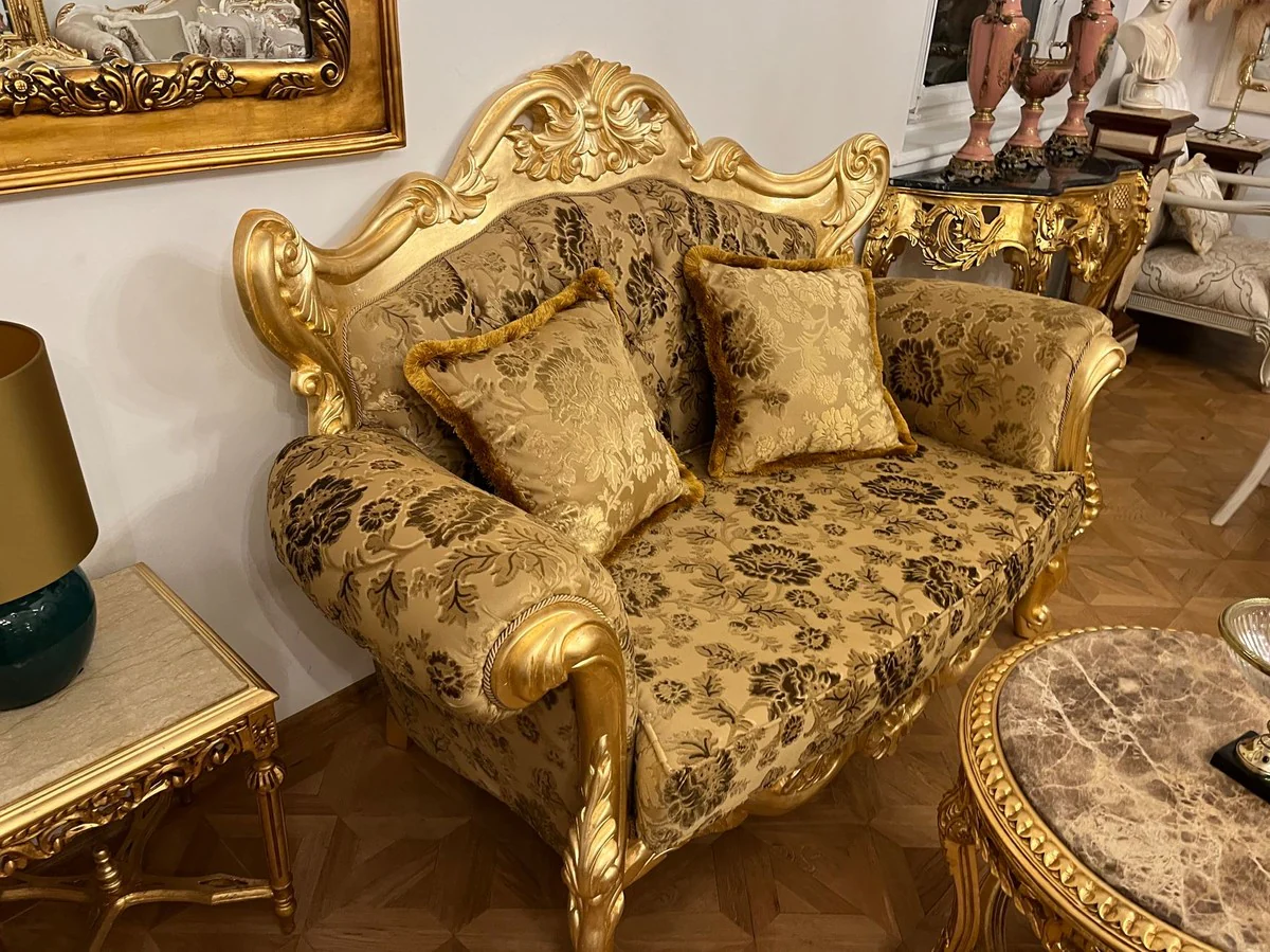 Pompöös by Luxury Baroque 2 Seater Sofa Gold Bouquet Pattern / Gold - Pompöös Baroque Sofa designed by Harald Glööckler - Baroque Furniture - Noble & Magnificent