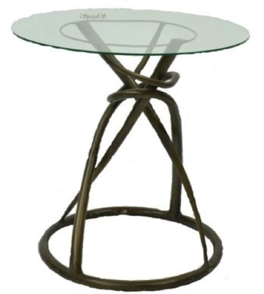 Designer dining table bronze Ø 71 x H. 70 cm - round dining room table with glass top - luxury quality