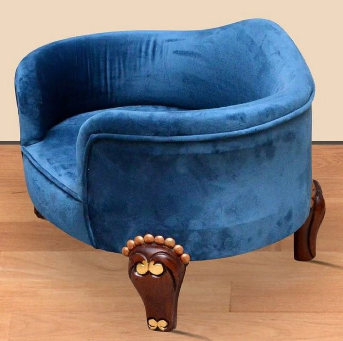 Baroque dog bed royal blue / brown / gold - Baroque dog furniture - Baroque animal furniture - Magnificent animal furniture in the Baroque style