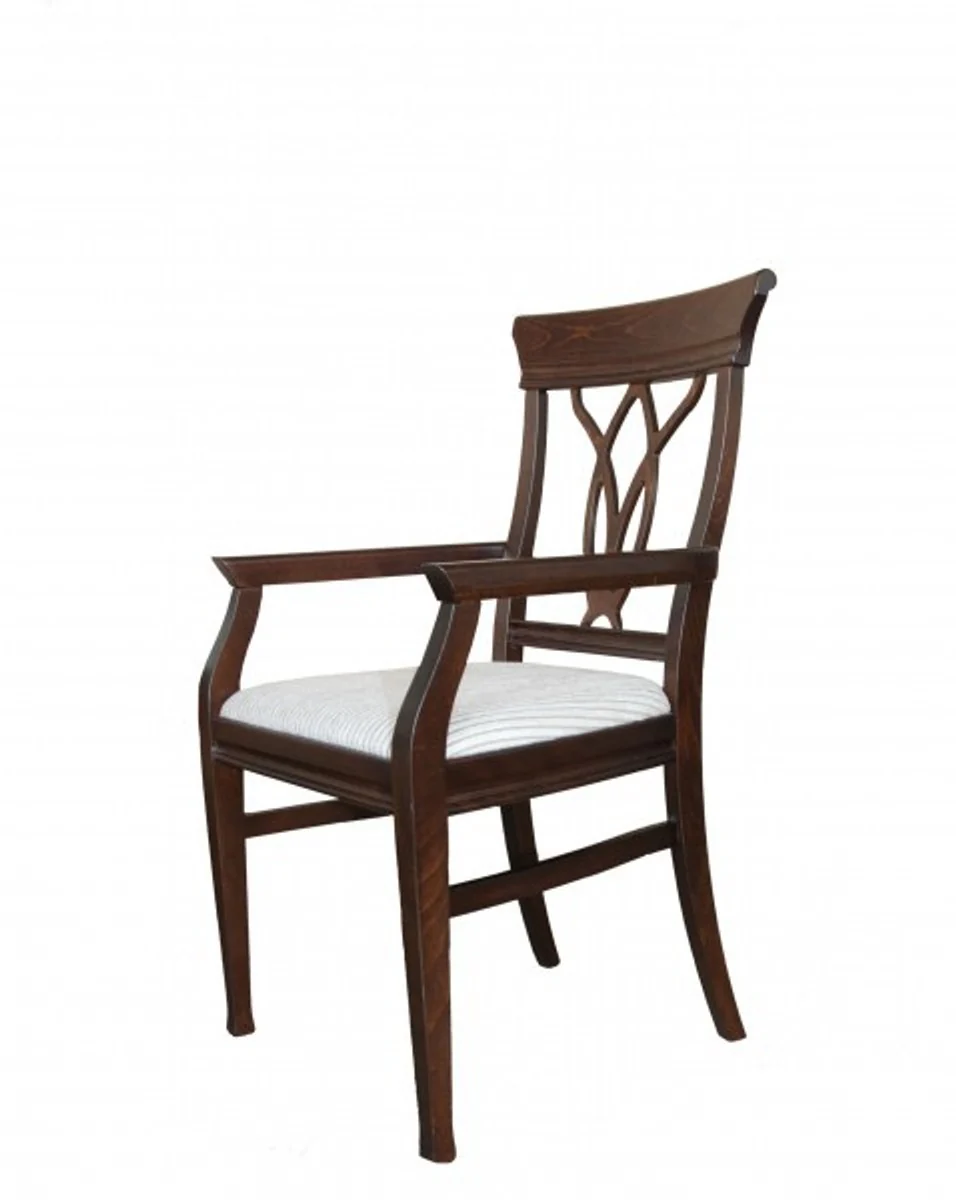 Biedermeier dining room chair with armrest beige / brown - furniture restaurant hotel catering chairs