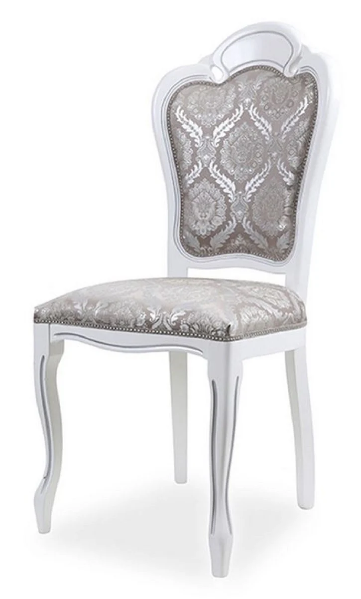 Luxury Baroque Dining Room Chair Set of 4 Gray / White H. 107 cm - Baroque Dining Room Furniture
