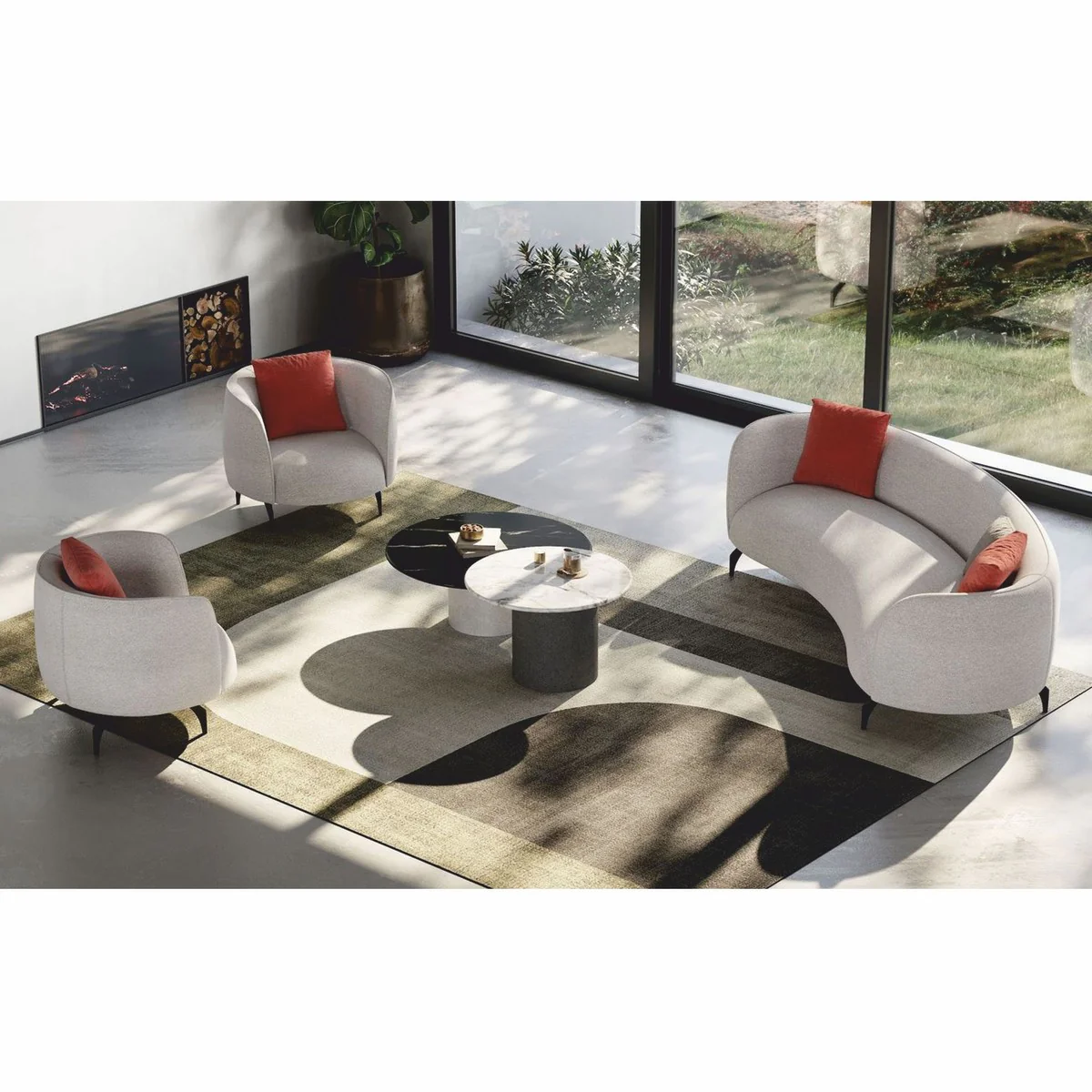 Luxury Sofa Light Gray / Black 240 cm - Luxury Living Room & Hotel Furniture