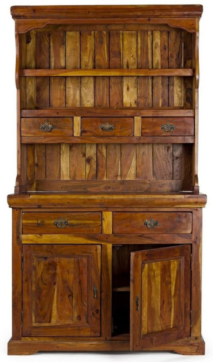 Country house style dining room cabinet brown / natural colors 107 x 45 x H. 190 cm - solid wood kitchen cabinet - dining room furniture in country house style - country house style dining room furnishings