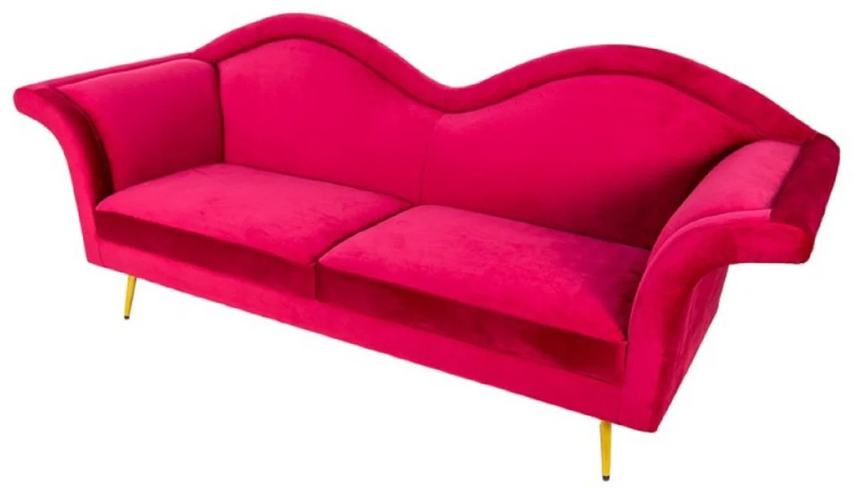 Luxury designer 3-seater sofa red / gold 215 x 73 x H. 85 cm - living room sofa - living room furniture - luxury furniture - designer furniture - living room furnishings - luxury furnishings