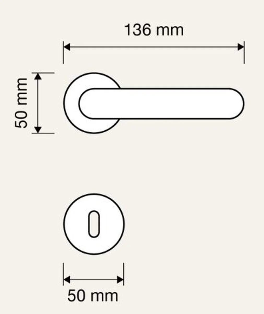 Luxury Art Nouveau door handle set brass colored 13.6 x H. 5 cm - door handles with rosettes - luxury quality - Made in Italy