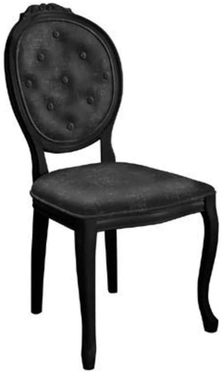 Baroque Dining Room Chair Set Black - 6 Handmade Kitchen Chairs in Baroque Style - Baroque Dining Room Furniture