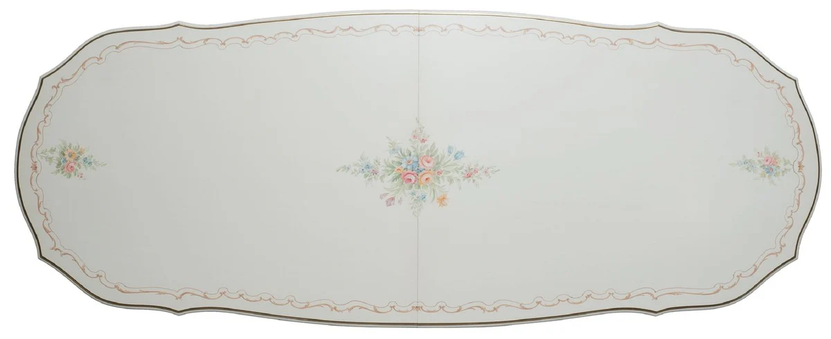 Luxury Baroque Dining Table Ivory / Multicolored / Gold 700 cm - Huge Solid Wood Dining Room Table in Baroque Style - Baroque Dining Room & Hotel Furniture - Luxury Quality - Made in Italy