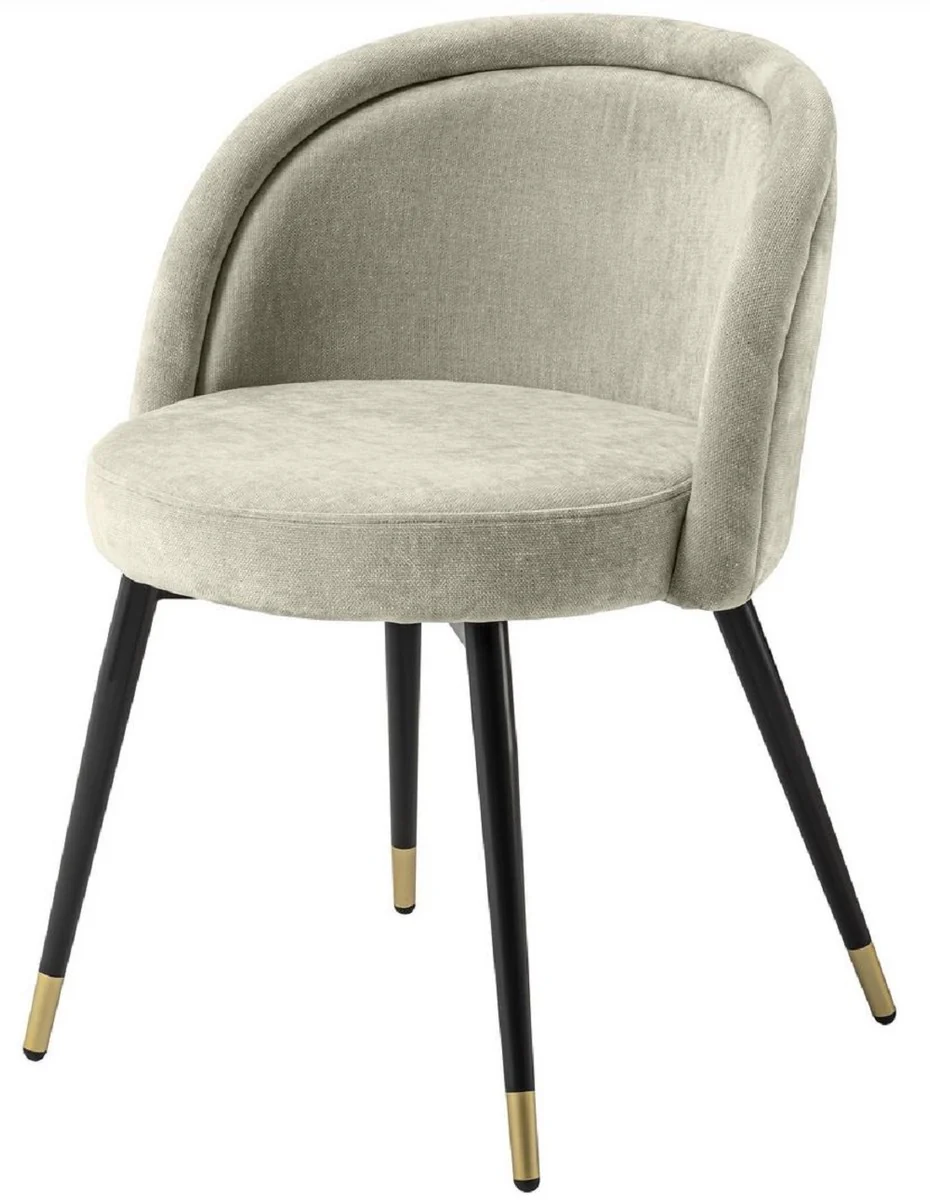 Luxury dining room chair set sand colors / black / brass 57.5 x 58 x H. 77 cm - Noble dining room chairs - Luxury dining room furniture
