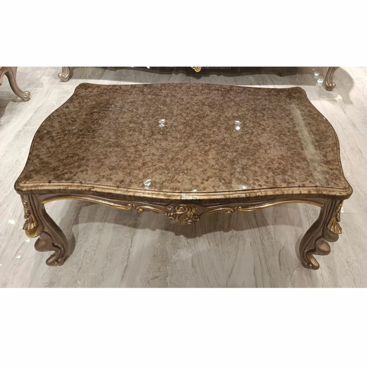 Luxury Baroque Coffee Table Gray / Gold 123 cm - Baroque style living room furniture