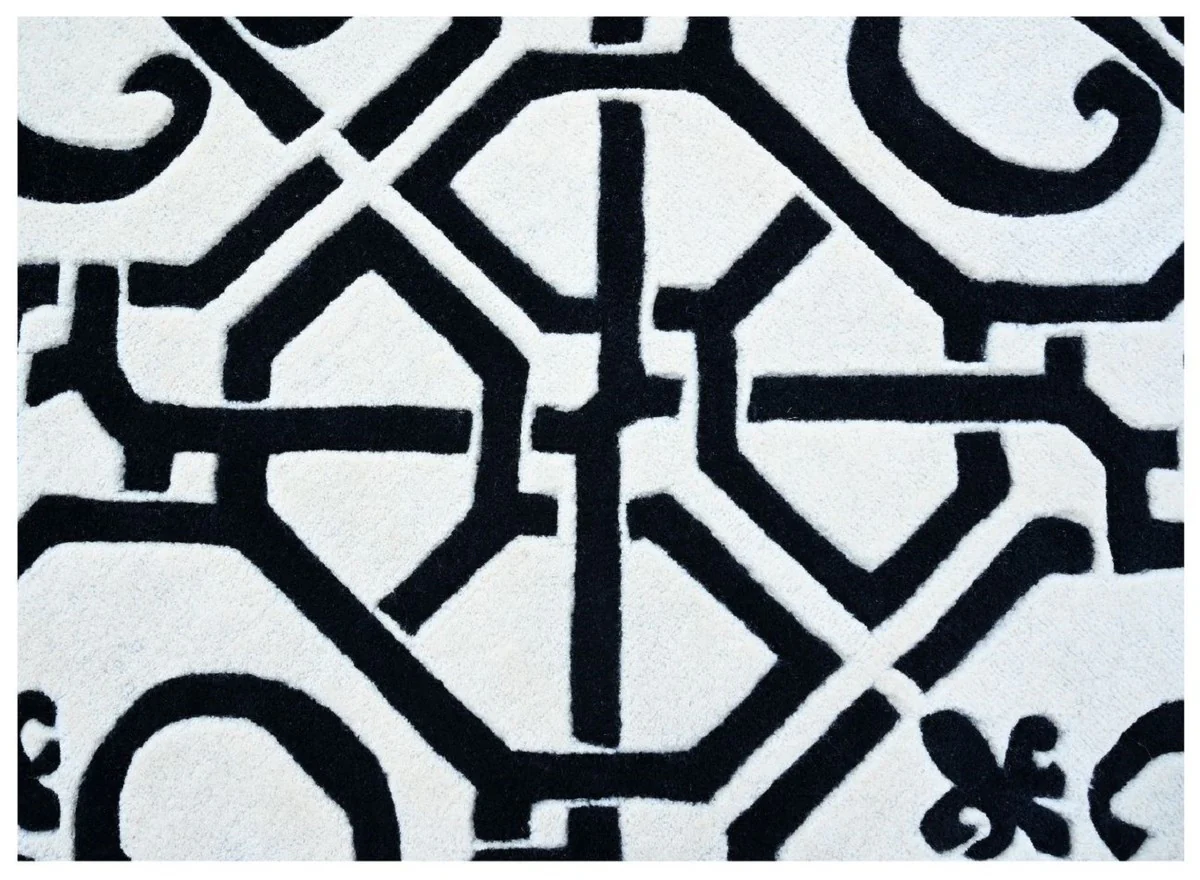 Luxury Baroque Carpet White / Black - Various Sizes