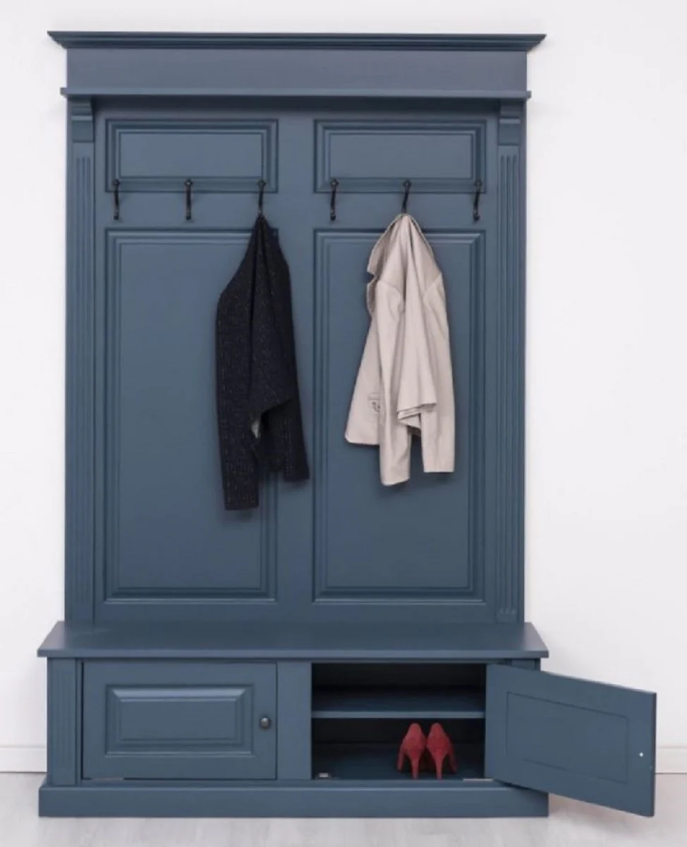 Country house style solid wood wardrobe blue 140 x 41 x H. 210 cm - wall wardrobe - hallway cabinet - hallway furniture - wardrobe furniture - country house style furniture